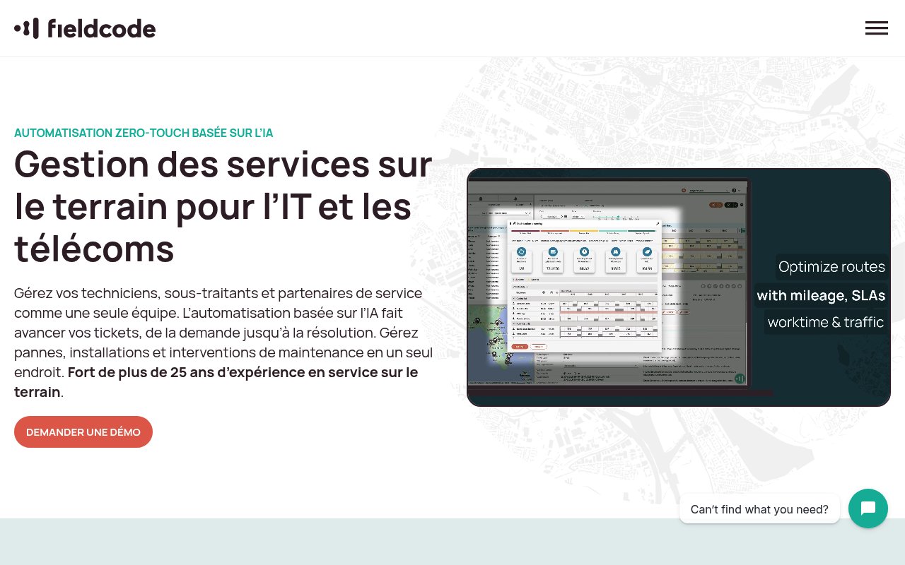 Aperçu du site Fieldcode