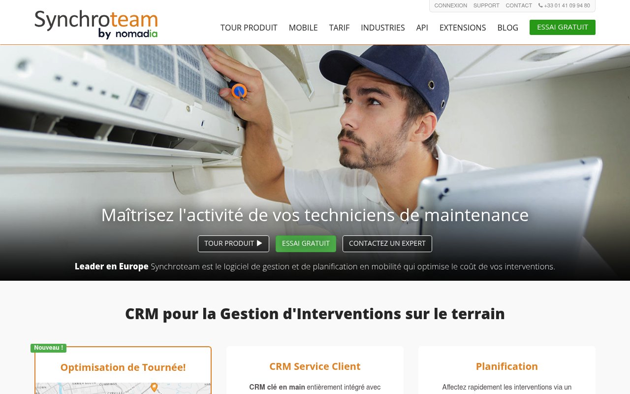 Aperçu du site Synchroteam