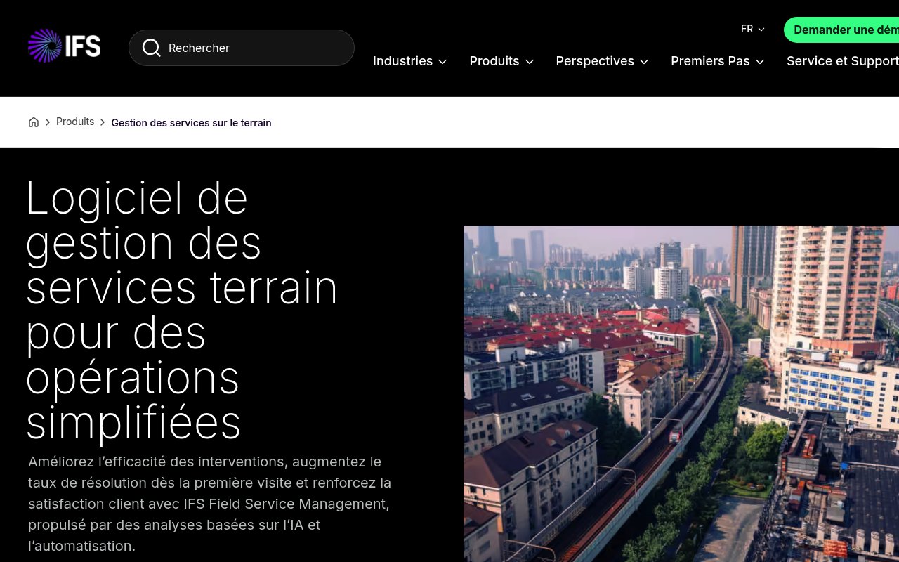 Aperçu du site IFS Cloud Field Service Management
