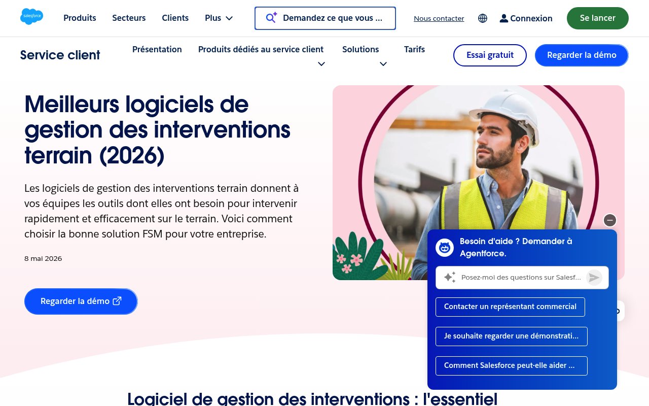Aperçu du site Salesforce Field Service